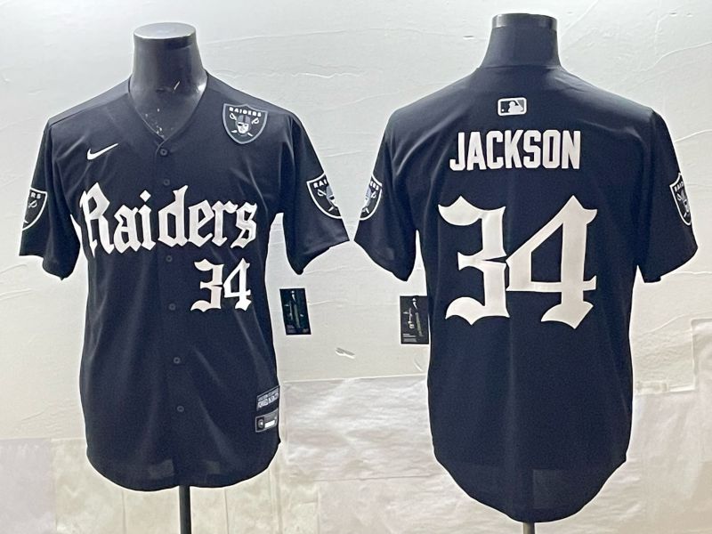 Men 2025 Oakland Raiders 34 Jackson black 6th generation Joint Name Nike Limited NFL Jersey style 08